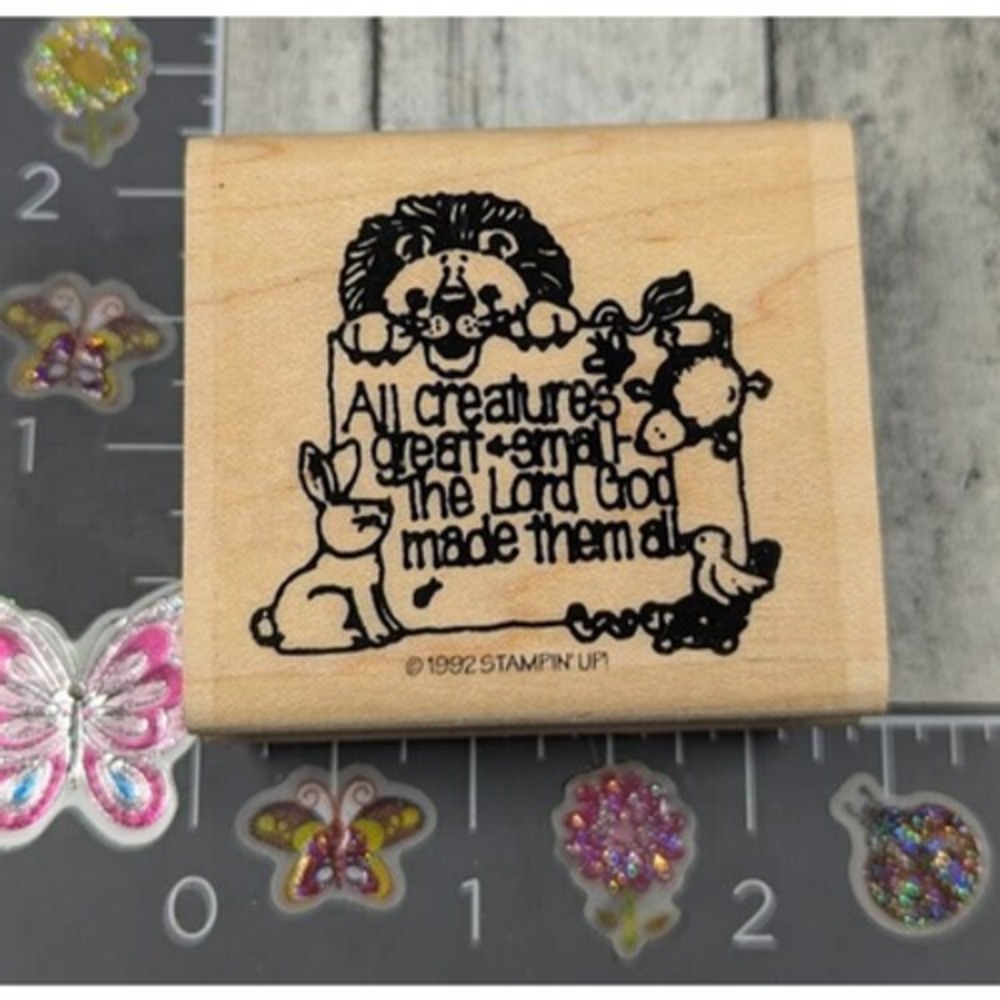 Stampin' Up! All Creatures Great Small Lord 1992 Rubber Stamp Wood #K60